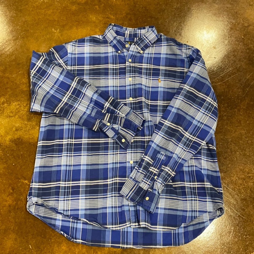 Polo Ralph Lauren plaid Oxford cloth.
